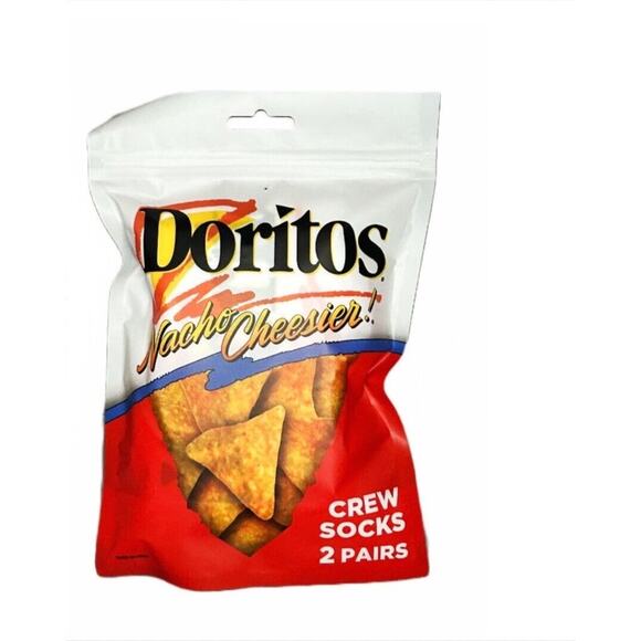 Doritos Men's Crew Socks 2 Pair Size 8-12 Logo Chips. Great Gift Doritos Fans! - Picture 1 of 2